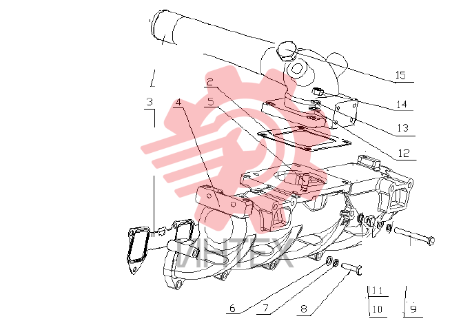 Комплектующие впускного коллектора B9V04-1008100/02&D7E01-1008500/03
