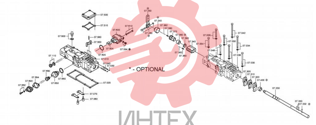 Корпус и комплектующие механизма переключения передач 1304.107.615