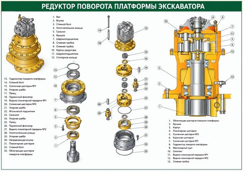 Редуктор поворота платформы экскаватора