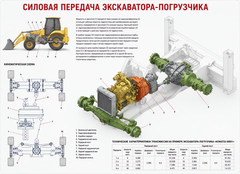 Силовая передача экскаватора-погрузчика