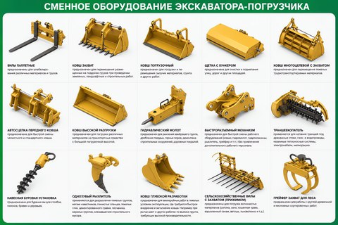 Сменное оборудование экскаватора-погрузчика