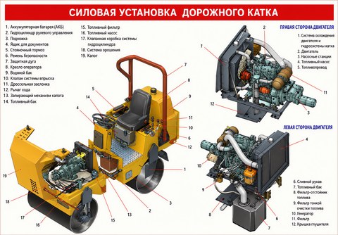 Силовая установка дорожного катка
