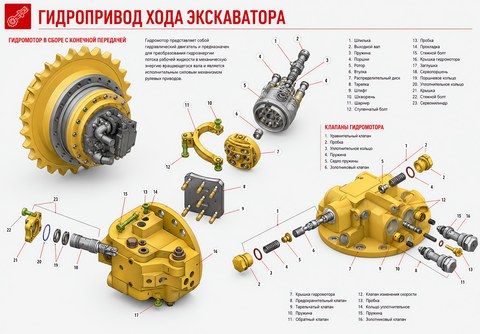 Гидропривод хода экскаватора